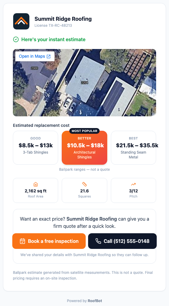 Instant estimate with detailed satellite measurements